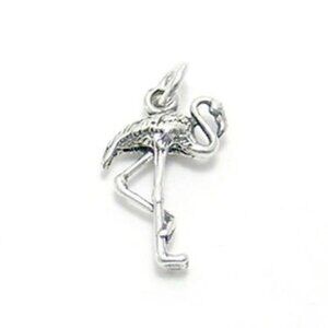 FLAMINGO CHARM IN 3D. STERLING SILVER.